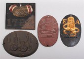 FOUR VINTAGE CAST IRON FIRE IN