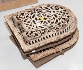 FOUR VINTAGE CAST IRON HEAT GR