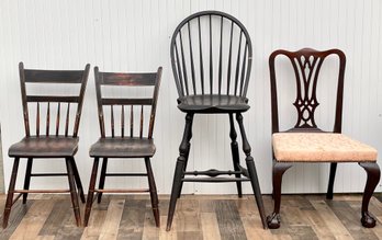 Four vintage chairs, including: a