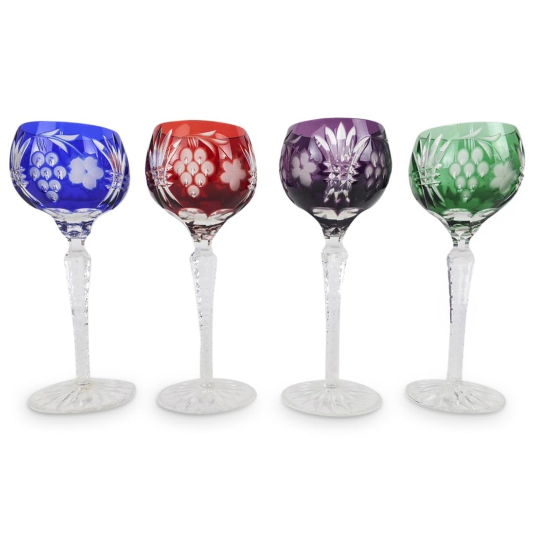 FOUR VINTAGE CZECH BOHEMIAN TALL
