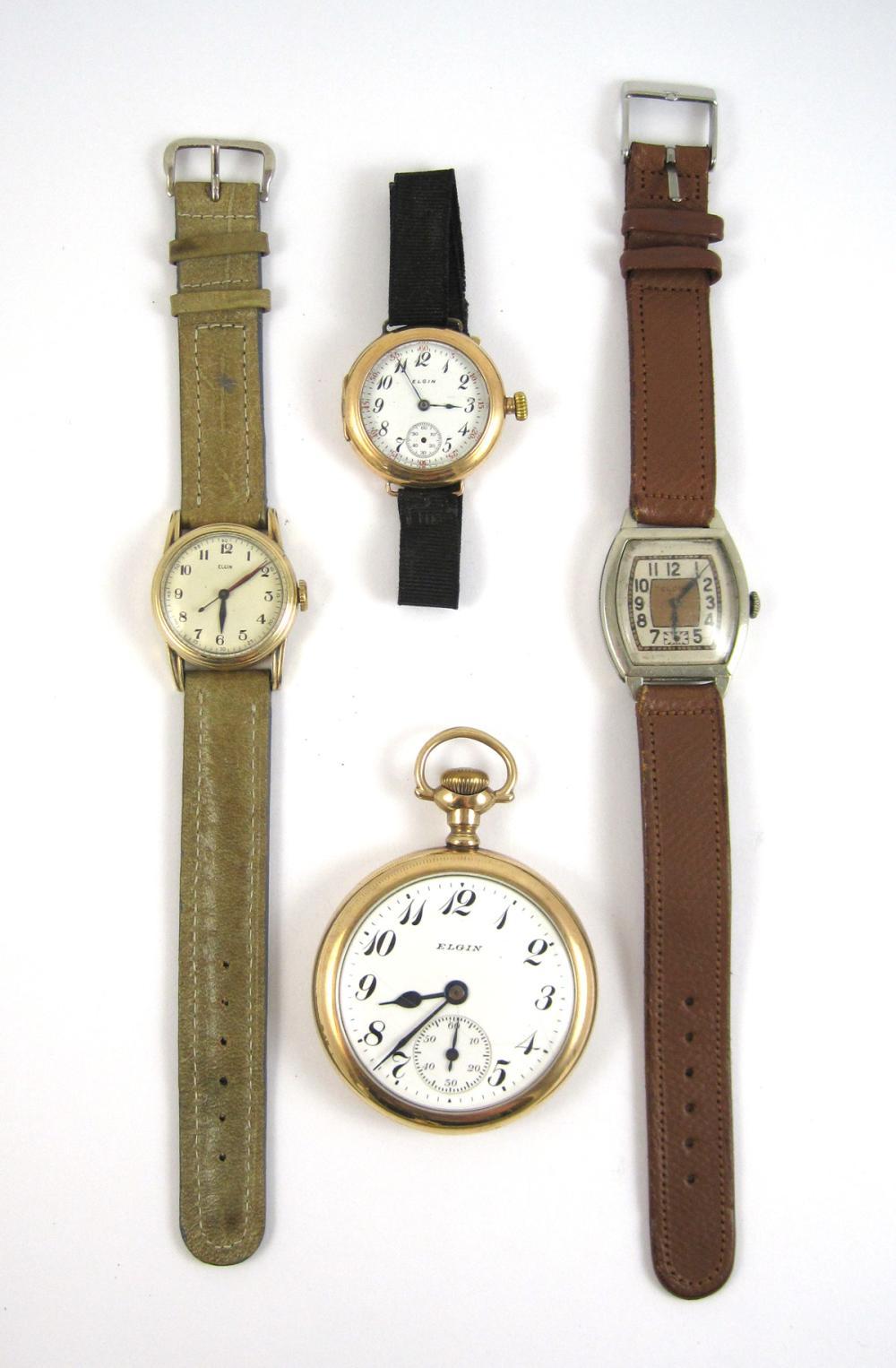FOUR VINTAGE ELGIN WATCHES: MODEL 7