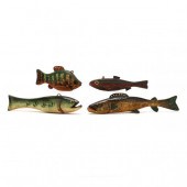 FOUR VINTAGE FISHING DECOYS, I