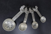 FOUR VINTAGE GANZ ROOSTER PEWT