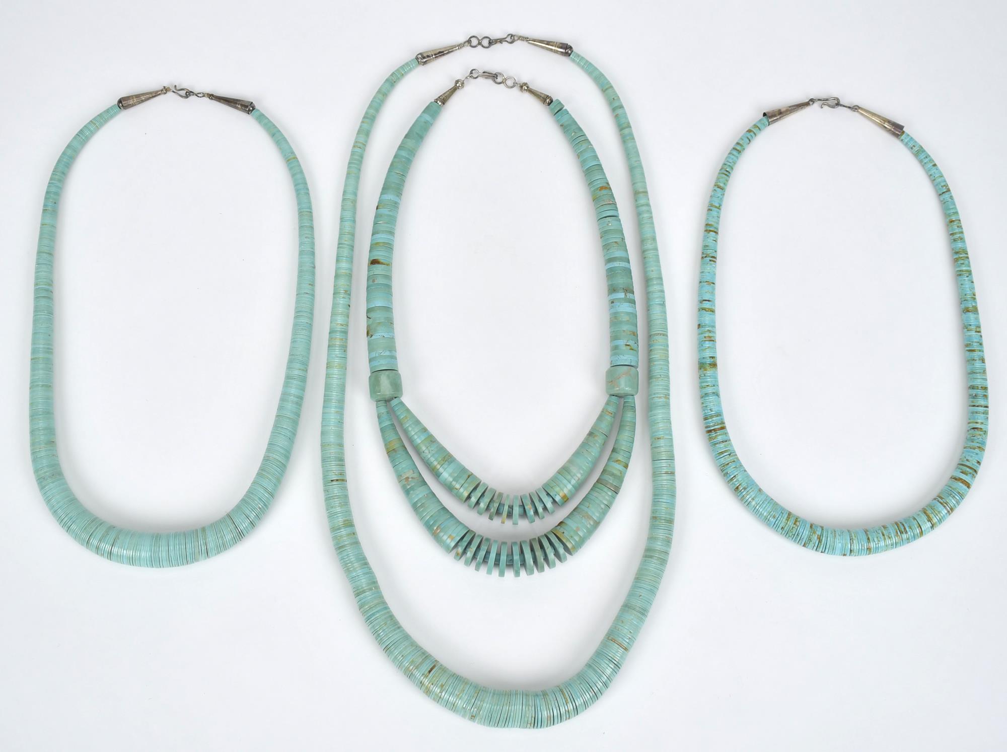 FOUR VINTAGE HEISHI TURQUOISE