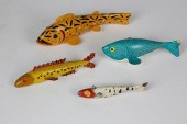 FOUR VINTAGE ICE FISHING DECOY