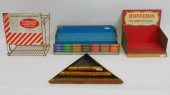 FOUR VINTAGE METAL STORE ADVER