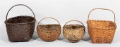 FOUR VINTAGE STRAW BASKETSFOUR