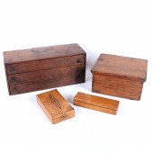 FOUR VINTAGE WOOD BOXES INCLUD