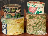 FOUR WALLPAPER BOXES, 19TH C.F