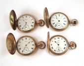 FOUR WALTHAM GOLD PLATED HUNTE