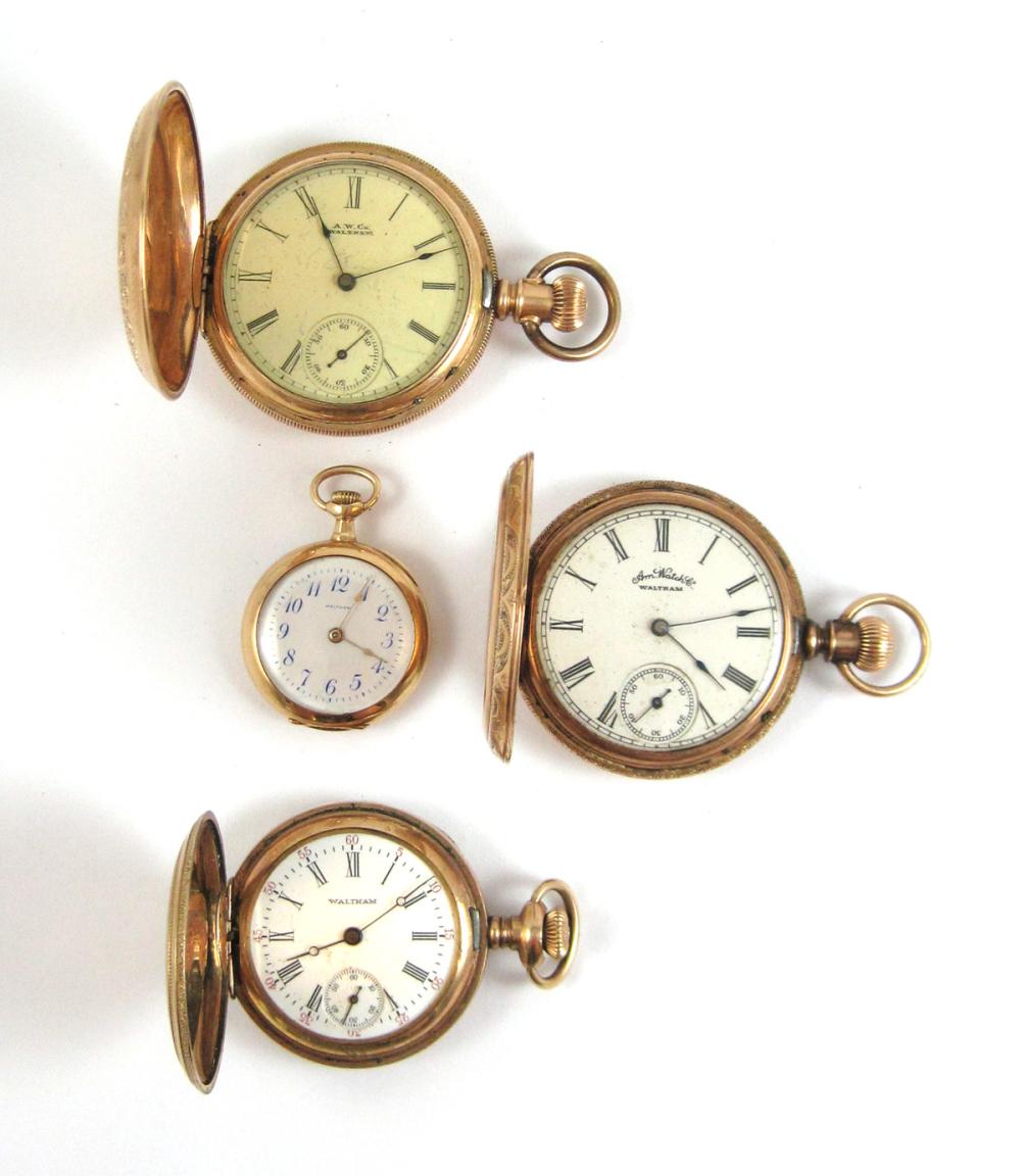 FOUR WALTHAM POCKET WATCHES: