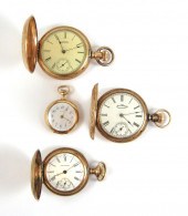 FOUR WALTHAM POCKET WATCHES: M