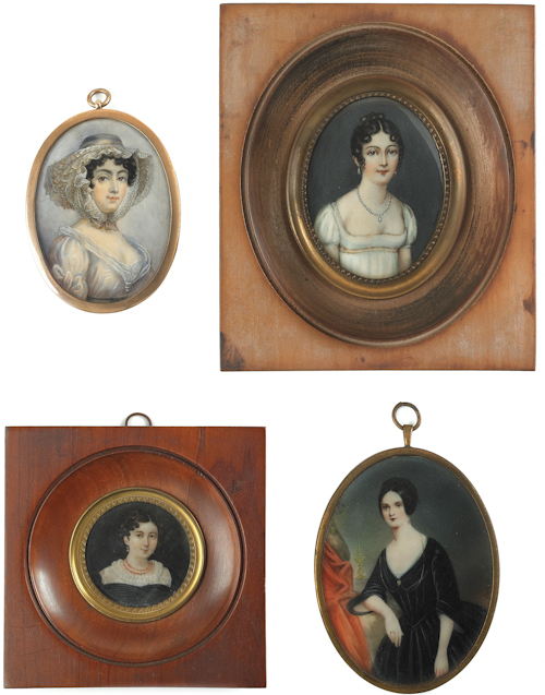 Four watercolor on ivory female