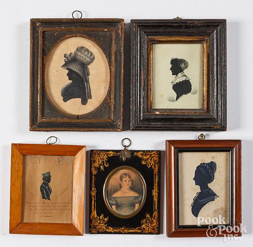 FOUR WATERCOLOR SILHOUETTES,