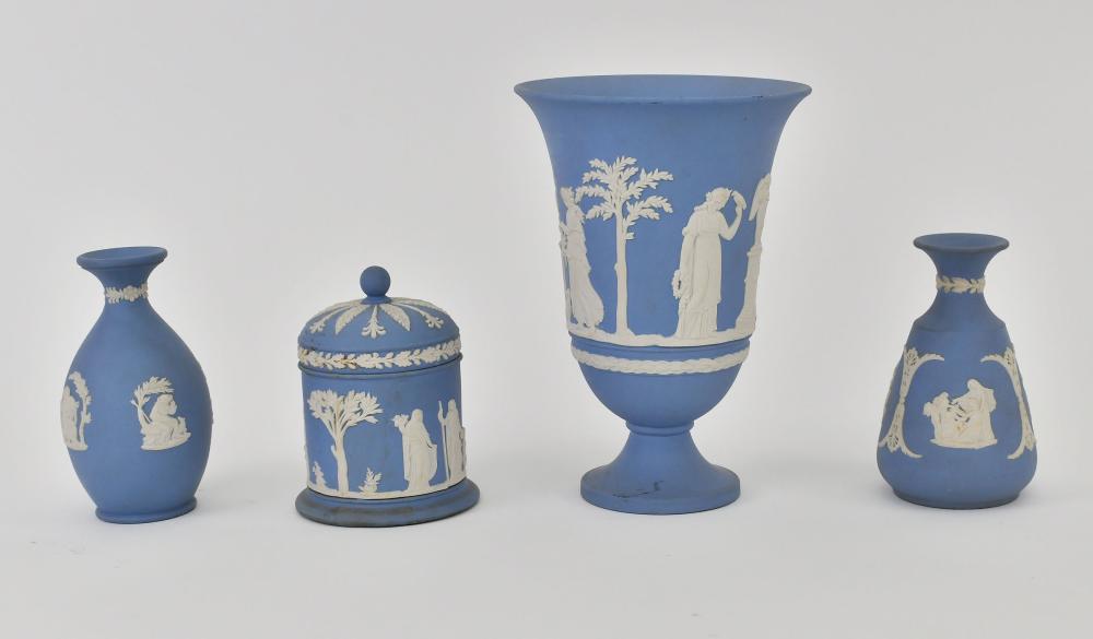 FOUR WEDGWOOD BLUE & WHITE
