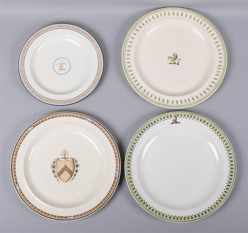 FOUR WEDGWOOD CREAMWARE CRESTED