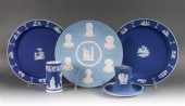 Four Wedgwood dark blue jasper