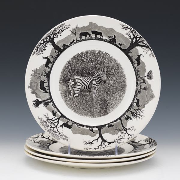 FOUR WEDGWOOD PLATES, KRUGER
