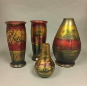 FOUR WELLER ART POTTERY IRIDES