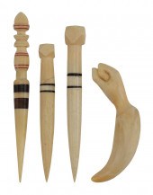 FOUR WHALE IVORY ITEMS 19TH CE
