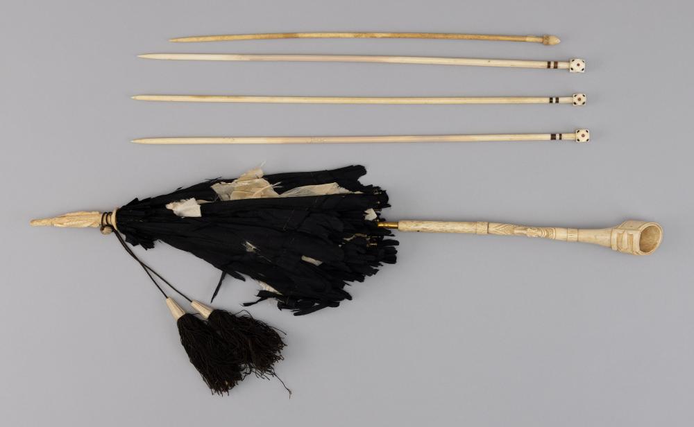 FOUR WHALEBONE AND WHALE IVORY