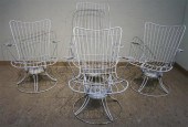 FOUR WHITE PAINTED WROUGHT IRO