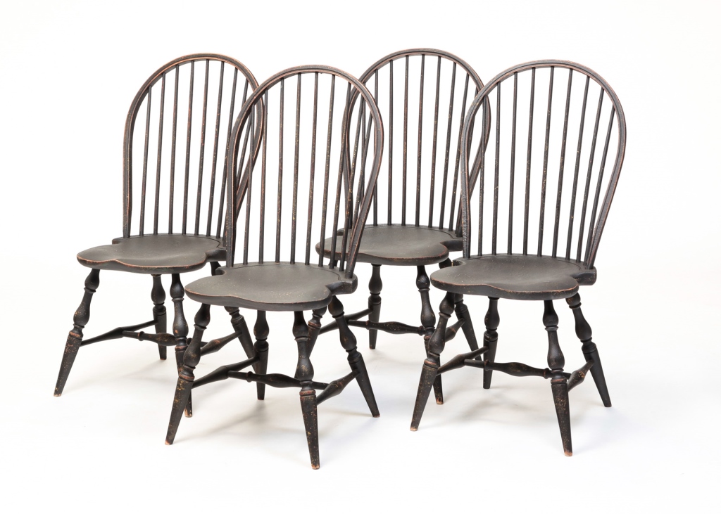 FOUR WINDSOR STYLE CHAIRS BY