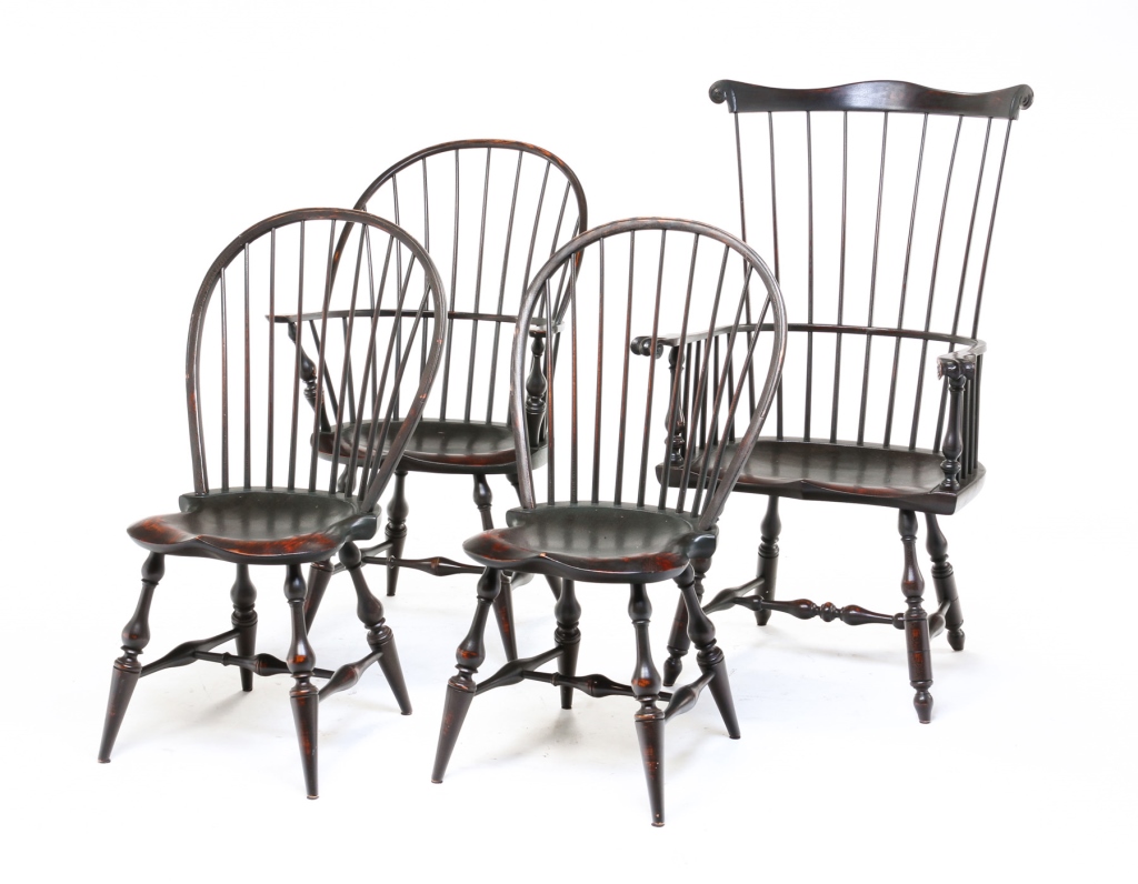 FOUR WINDSOR STYLE CHAIRS BY D.R.