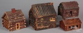 FOUR WOOD LOG CABIN MODELS, LA