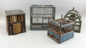 FOUR WOODEN BIRDCAGES 19TH CEN
