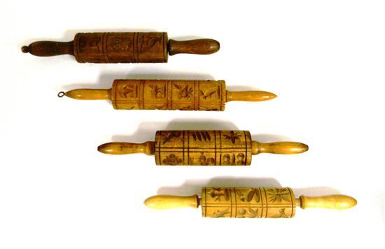 Four wooden rolling pins  various
