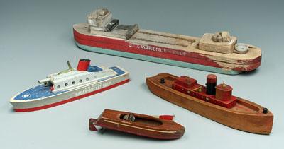 Four wooden toy ships: "St.