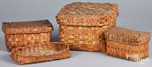 FOUR WOODLANDS PAINTED BASKETS