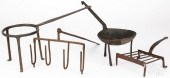 FOUR WROUGHT IRON HEARTH ITEMS