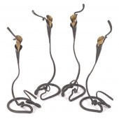 FOUR WROUGHT IRON SINGLE LIGHT