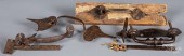 FOUR WROUGHT IRON THUMB LATCHE
