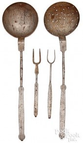 FOUR WROUGHT IRON UTENSILS, EA
