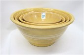 FOUR YELLOWWARE STONEWARE POTT
