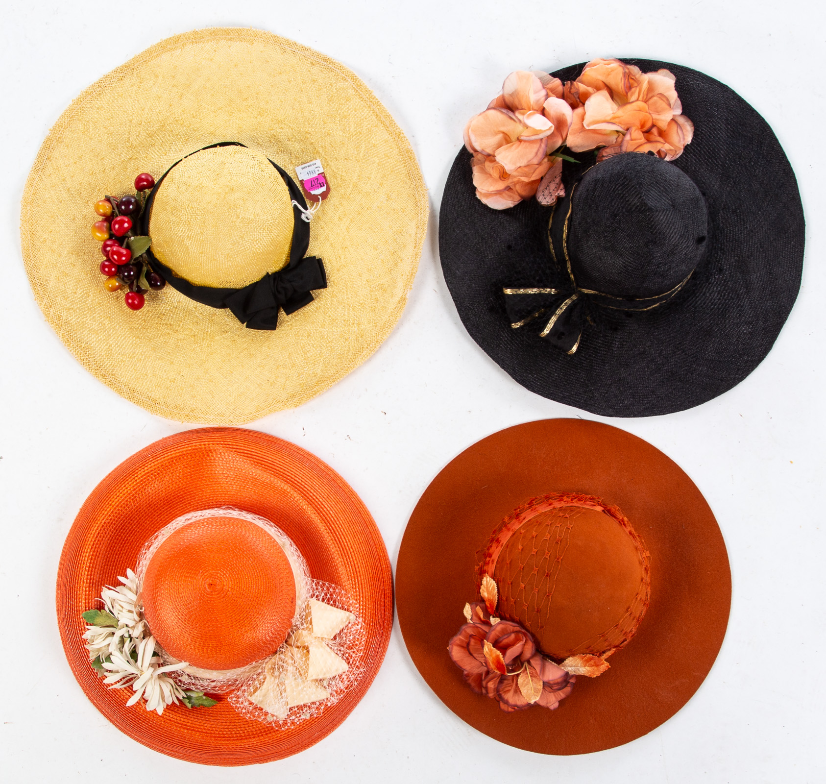FOUR YVONNE LAFLEUR HATS One orange