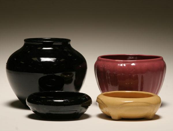 Four Zanesville art pottery vessels