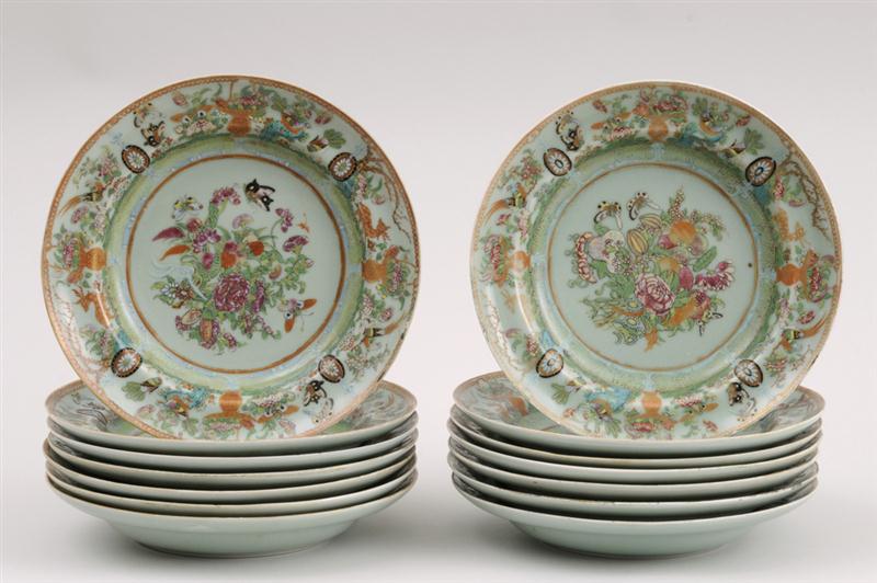FOURTEEN CANTON ENAMELED SOUP