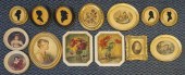 FOURTEEN DECORATED POTTERY PLA