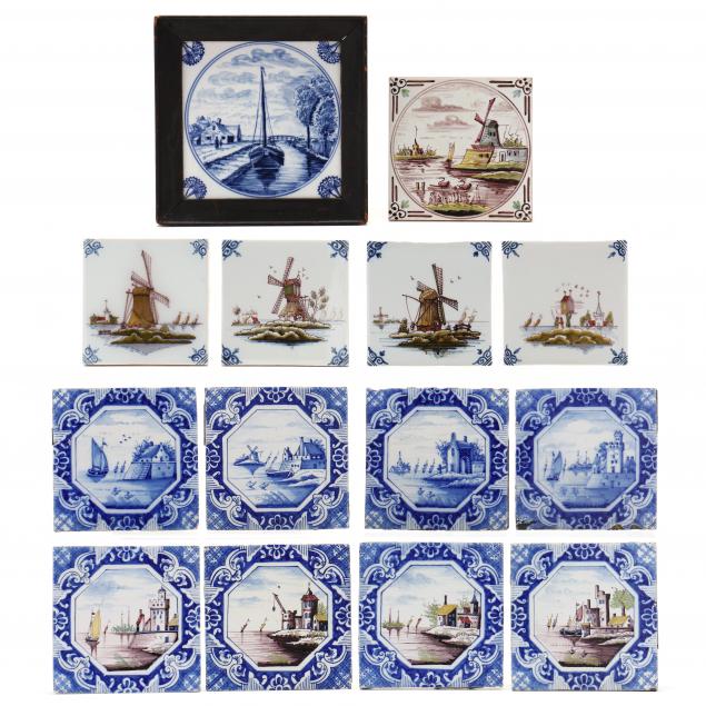 FOURTEEN DUTCH TILES DEPICTING