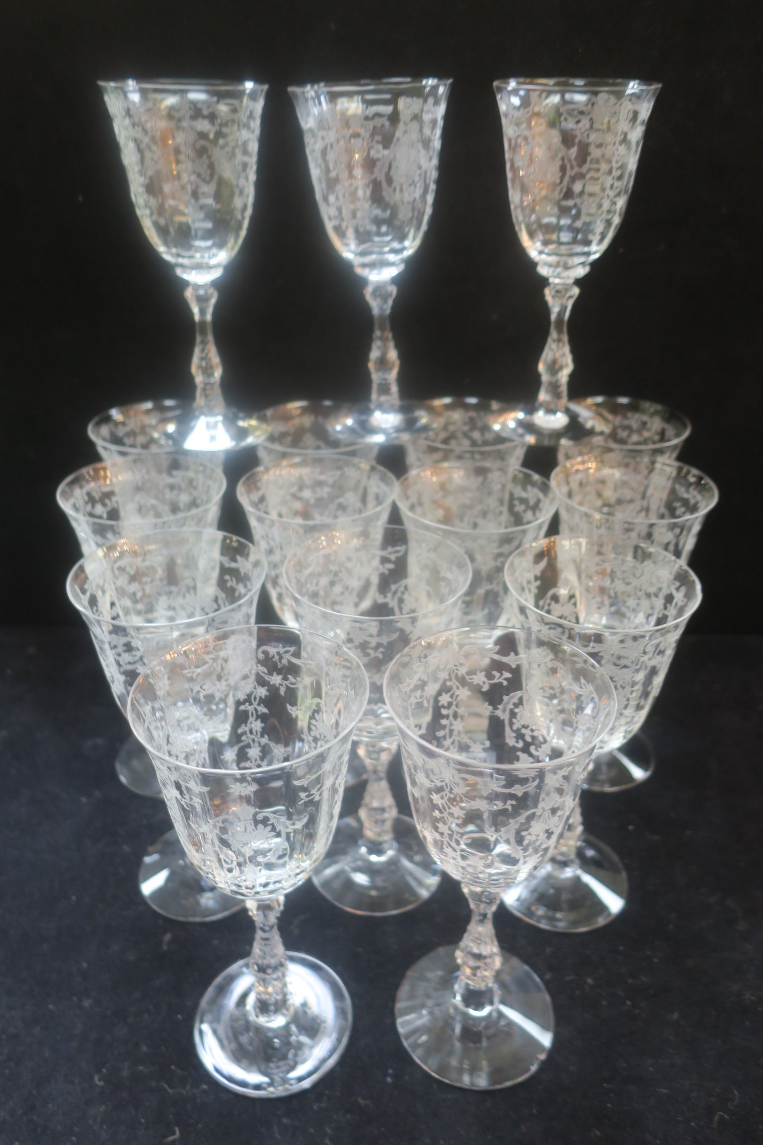 FOURTEEN FOSTORIA NAVARRE ETCHED