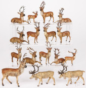 FOURTEEN GERMAN PAINTED SPELTE