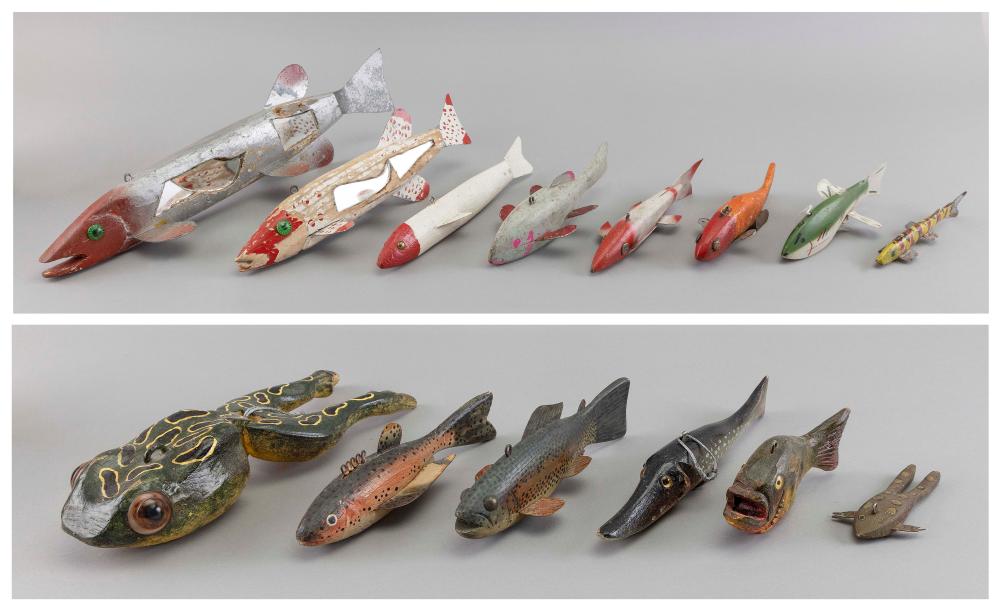 FOURTEEN HAND-CARVED AND PAINTED
