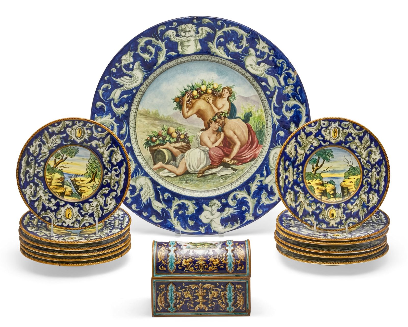 FOURTEEN ITALIAN MAIOLICA STYLE
