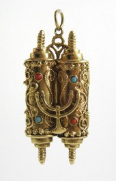 FOURTEEN KARAT GOLD TORAH SCRO