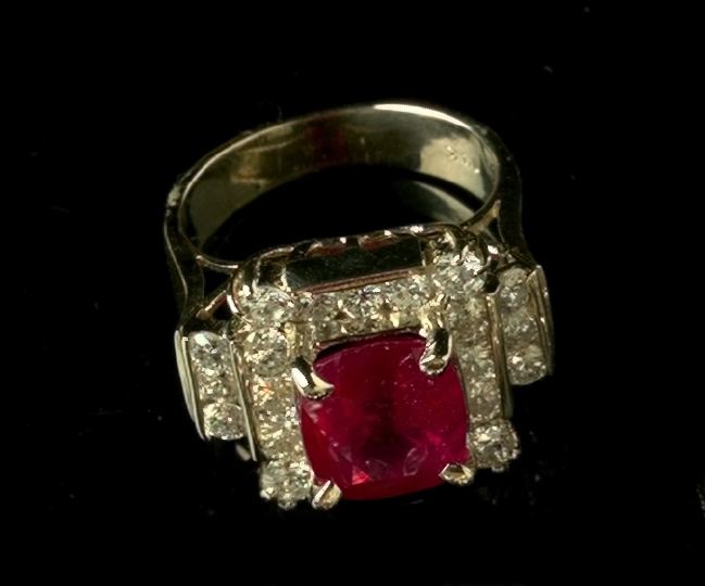 Fourteen-Karat White Gold Ruby