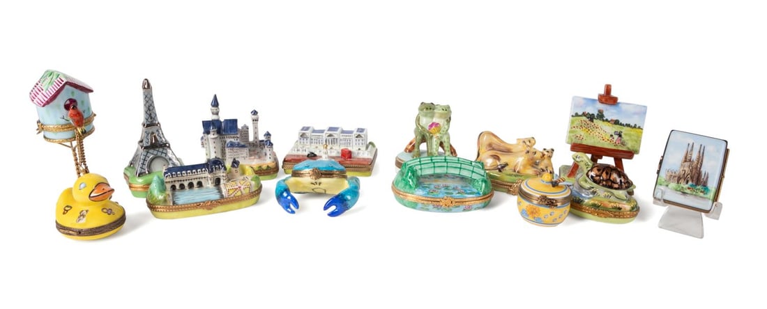 FOURTEEN LIMOGES BOXES, INCLUDING